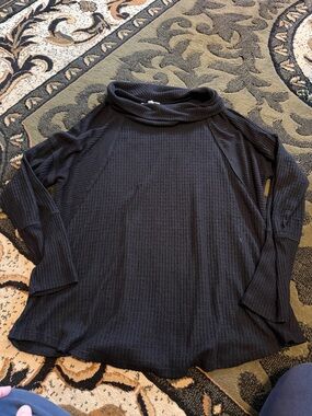 Maurices Black Ribbed Cowl-Neck Sweater Top